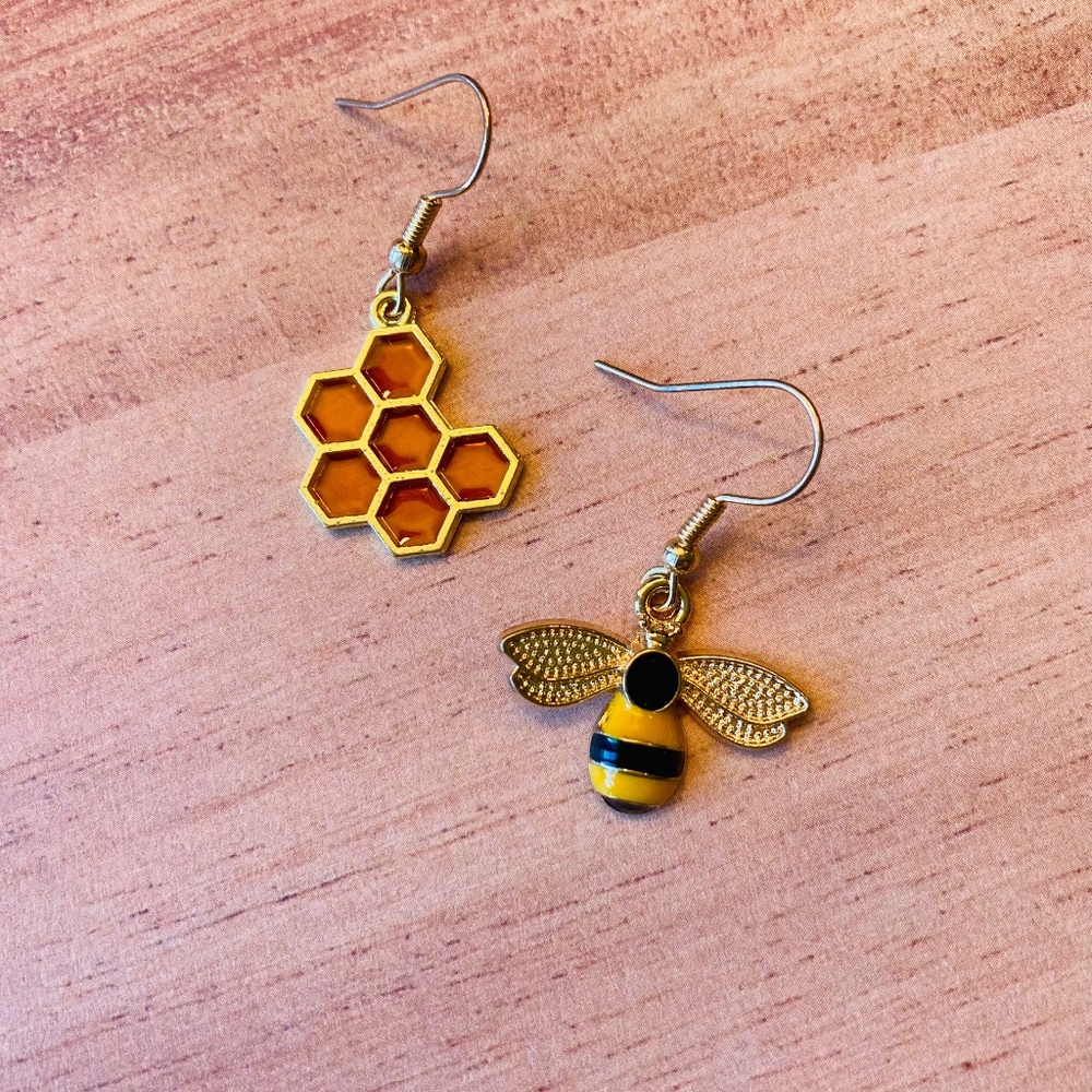 Bee and Beehive Earrings